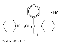 Molecular structure of Trihexyphenidyl (HCl)