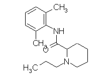 Molecular structure of Ropivacaine (HCl Monohydrate)