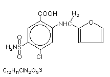 Molecular structure of Frusemide or Furosemide