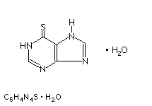 Molecular structure of Mercaptopurine (Monohydrate)