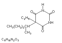 Molecular structure of Pentobarbitone (Na)