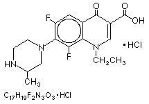 Molecular structure of Lomefloxacin (HCl)